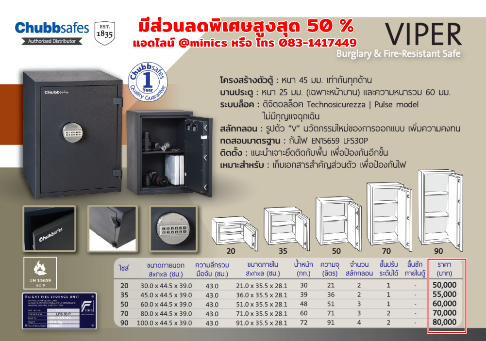 ตู้เซฟป้องกันการโจรกรรมและกันไฟ VIPER