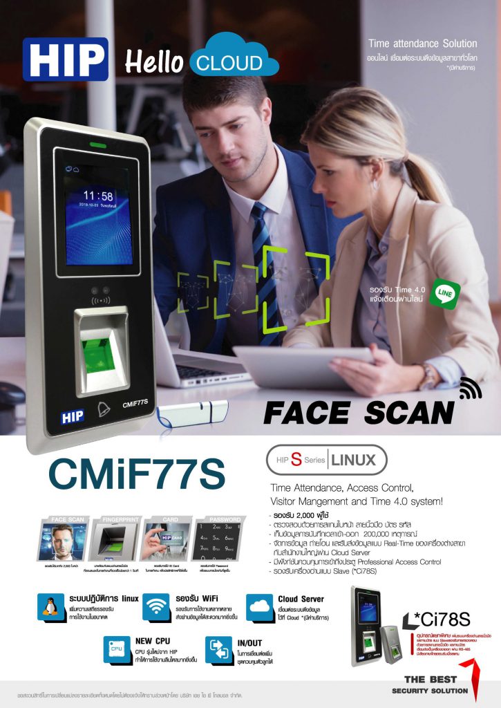 (รองรับการดึงข้อมูลผ่านระบบหลายสาขา) เครื่องสแกนลายนิ้วมือ Finger SCAN HIP รุ่น CMiF77S สินค้าของแท้ จาก HIP รับประกันนาน 2 ปี Copy