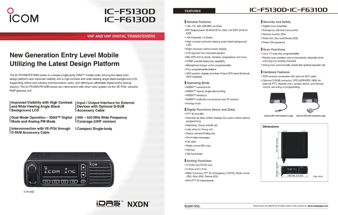 IC-F5130D วิทยุ สื่อสาร สังเคราะห์ ความถี่ ประเภท 2 ราคา